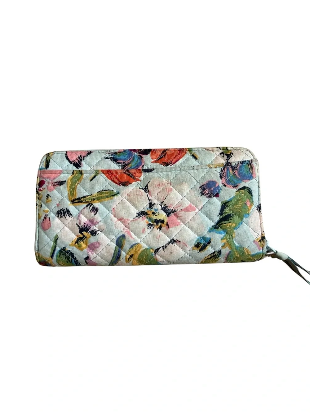 Vera Bradley Sea Air Quilted Floral Zip Wallet in Light Blue